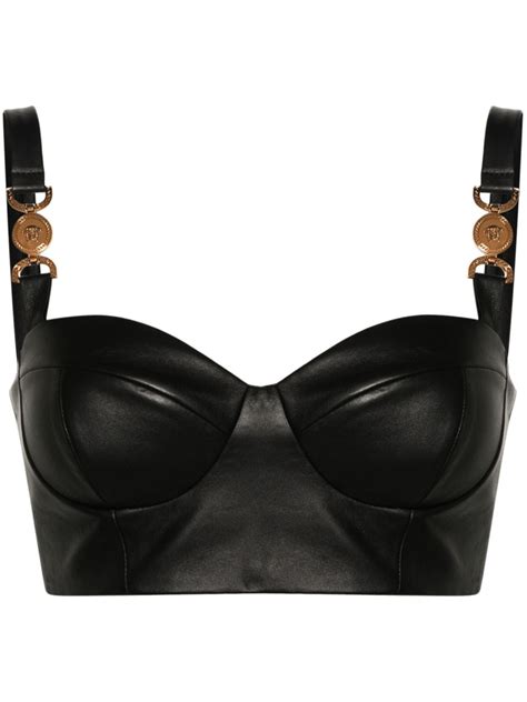 versace leather bustier tops